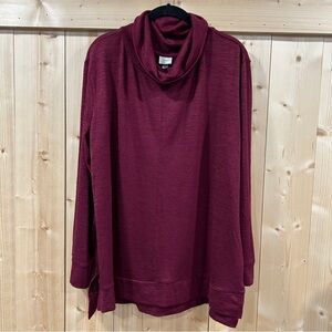 A New Day | Burgundy Elegant Cowl Neck Tunic Sweater - XL